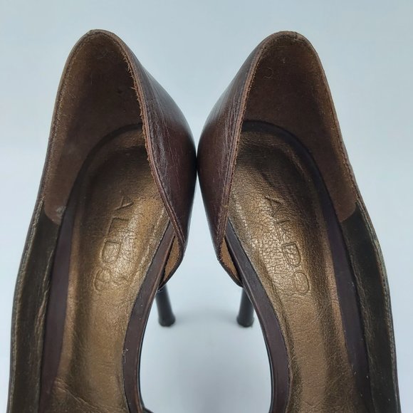 Aldo Leather Brown Stiletto 4 inch High Heel Shoes Pointed Toe Women Size 37-6.5 - Picture 5 of 16